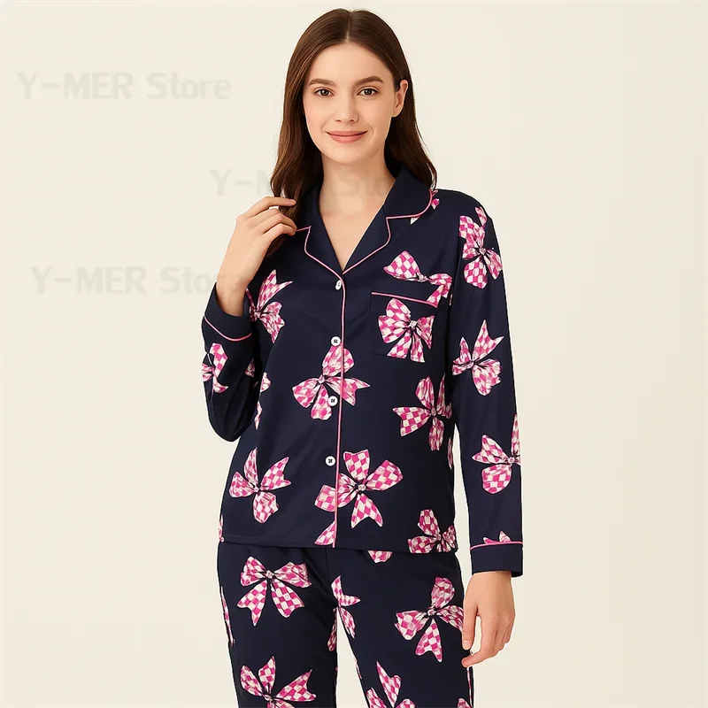 

Женская одежда для дома из 2 предметов, ночная рубашка, модный пижамный костюм с принтом, комплект брюк, топ из 2 предметов с длинными рукавами, брюки, осень-весна, новая домашняя одежда