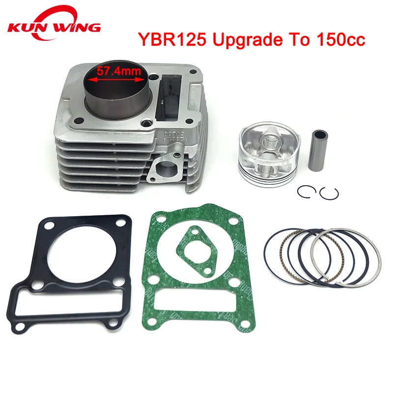 Zestaw cylindrów STD 57.4mm duży otwór dla Yamaha YBR125 XTZ125 YB125Z YBR XTZ 125 zmodyfikowany uaktualnienie do YBR150
