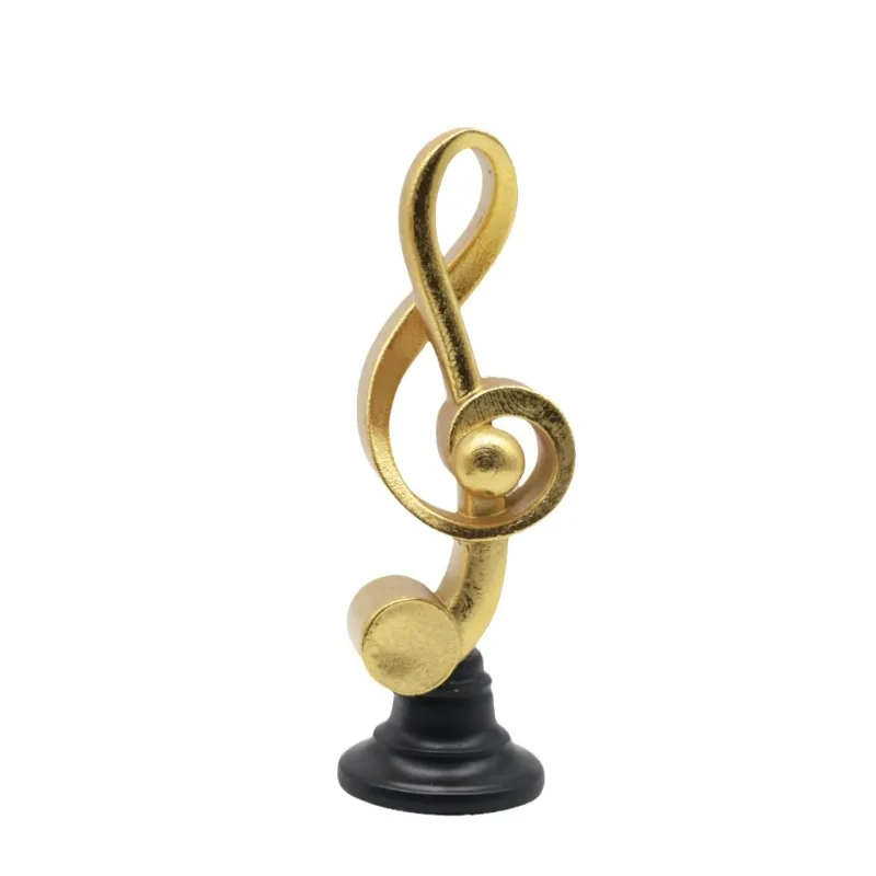 2 Pcs Golden Resin Music Note Figurines Modern Decorative Statues For Home Living Room Wine Cabinet Tv Stand Office Desktop Good