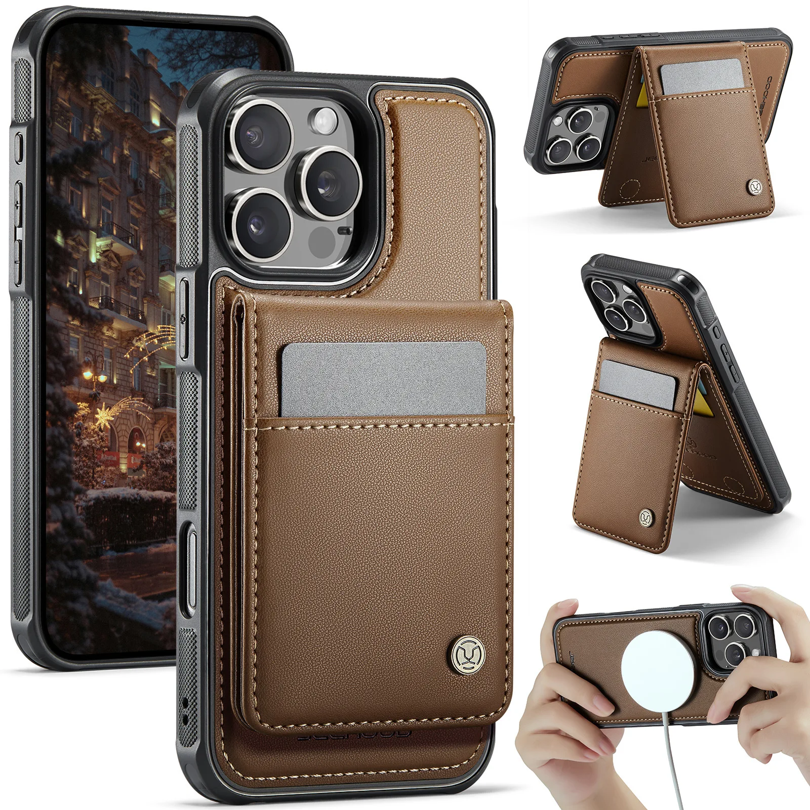 

Съемный магнитный кожаный чехол 2 в 1, чехол для IPhone 17 Pro Max 14 13 12 11 15 16 Pro Max 16 Plus, чехол-бумажник с карманом