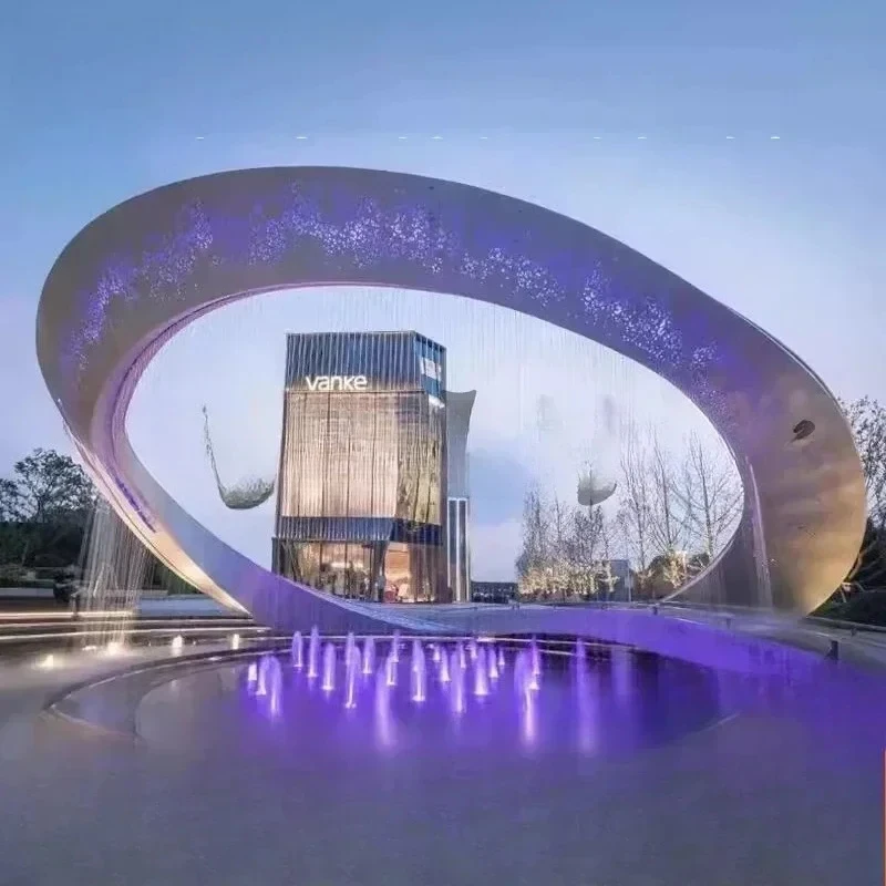 Draw Optical Fiber Water Wateall Artificial Waterscape Steel Wire Curtain Numerical Control Subtitles
