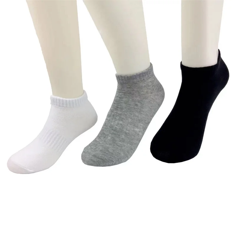 Thun Cotton Dày Dặn Mềm Mại Nam Thông Thoáng Thấm Hút Mồ Hôi Thể Thao Tất Trẻ Em Học Tất Sinh Viên Trắng Đen Tất Xám Sữa Tất