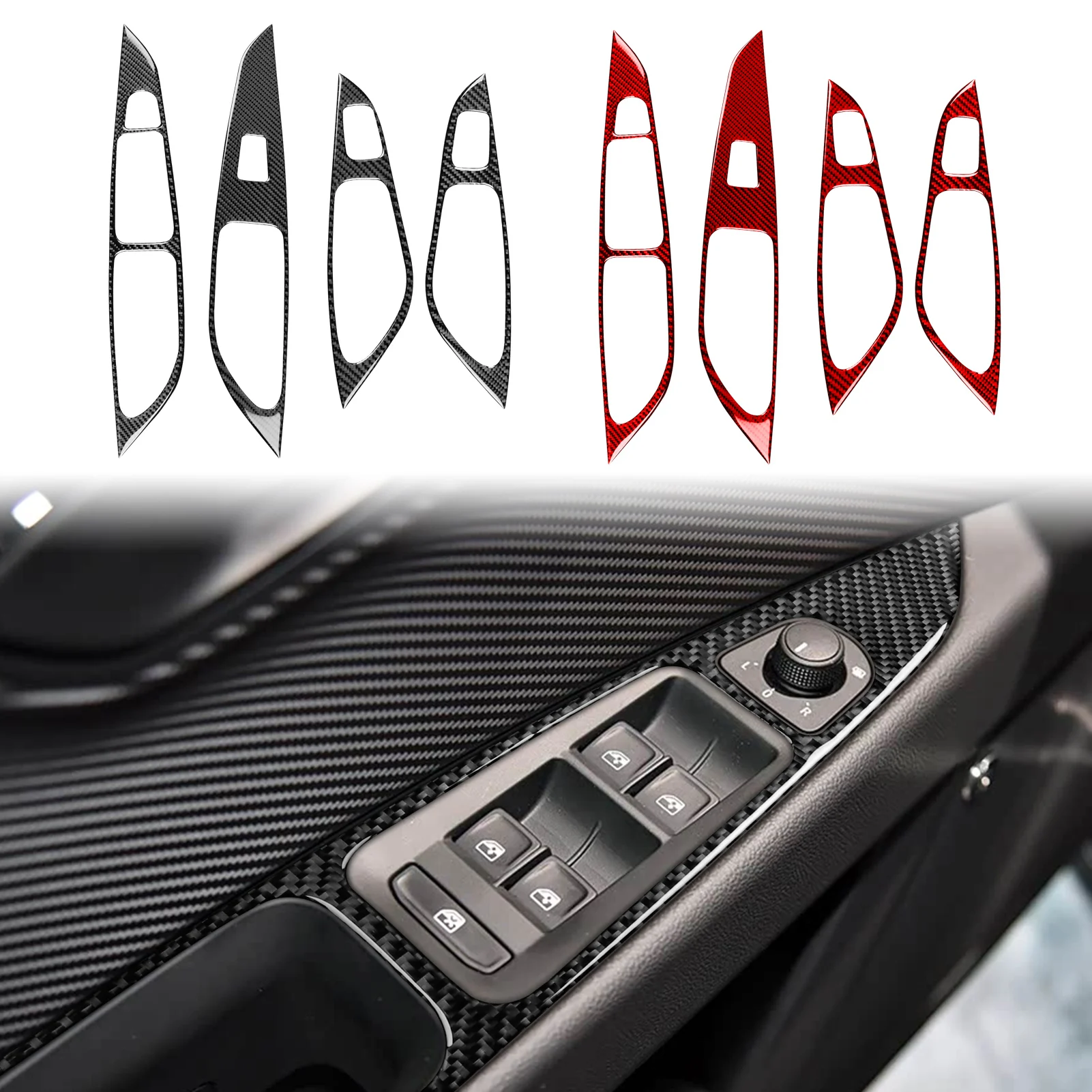 

For Seat Leon MK3 2013 2014 2015 2016 2017 2018 2019 2020 LHD RHD Real Soft Carbon Fiber Sticker Car Window Lift Panel Interior