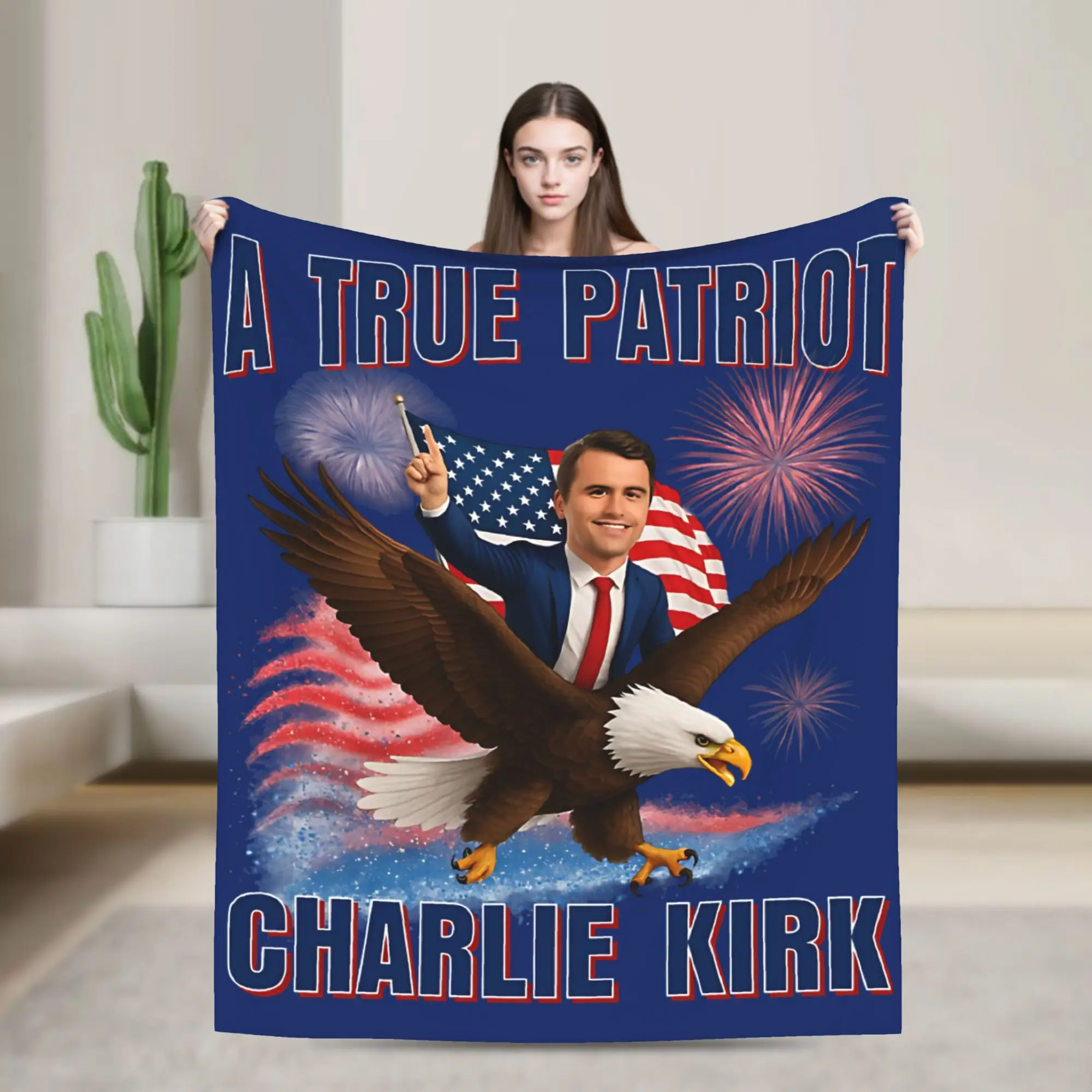 

Charlie Kirk A True Patriot RIP Blanket Plush Throw Blankets Home Couch Portable Lightweight Bedsprea,