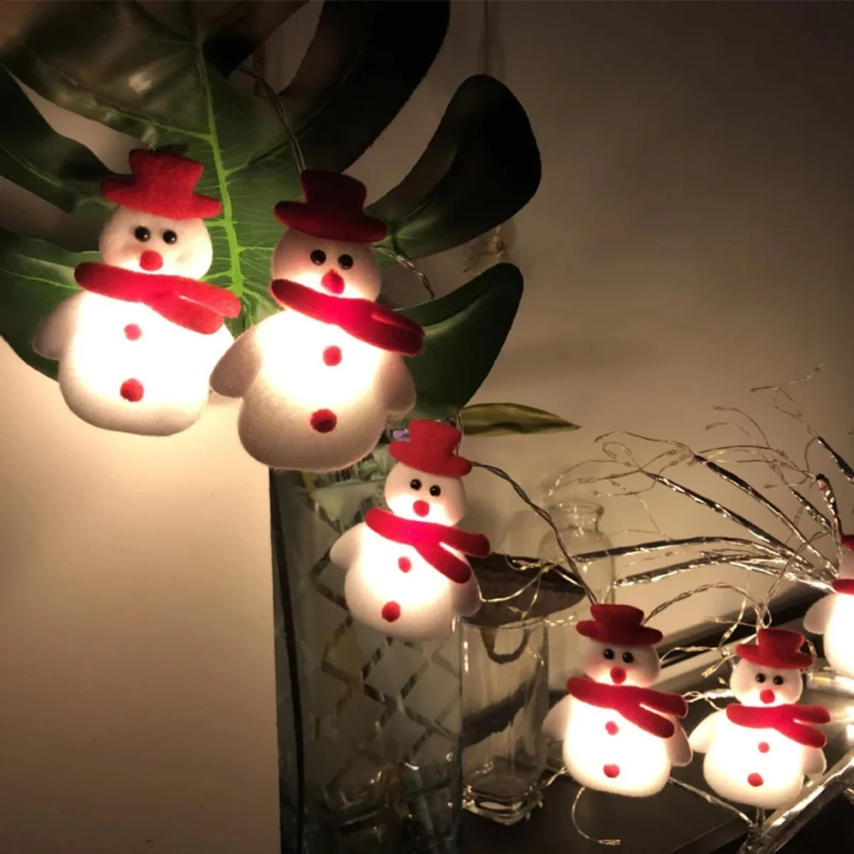 1pc 10/20 LED Plush Snowman String Lights Small Puppet Christmas Atmosphere Decorative Fairy Lights Perfect Xmas Gifts