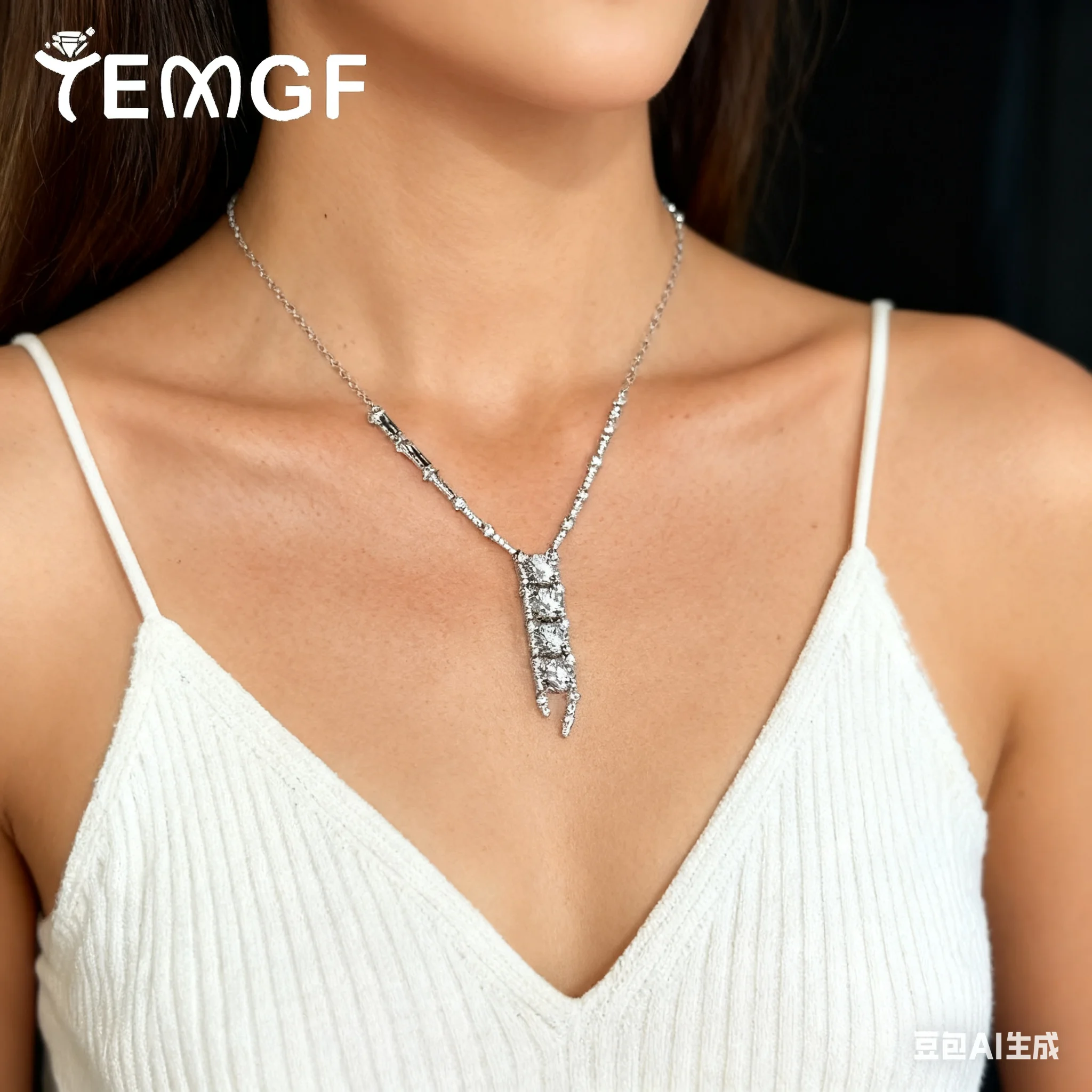 

Ожерелье с подвеской из муассанита TEMGF с сертификатом, цепочка из стерлингового серебра 925 пробы для женщин, свадебный банкет, роскошные ювелирные изделия на шею 4 карата