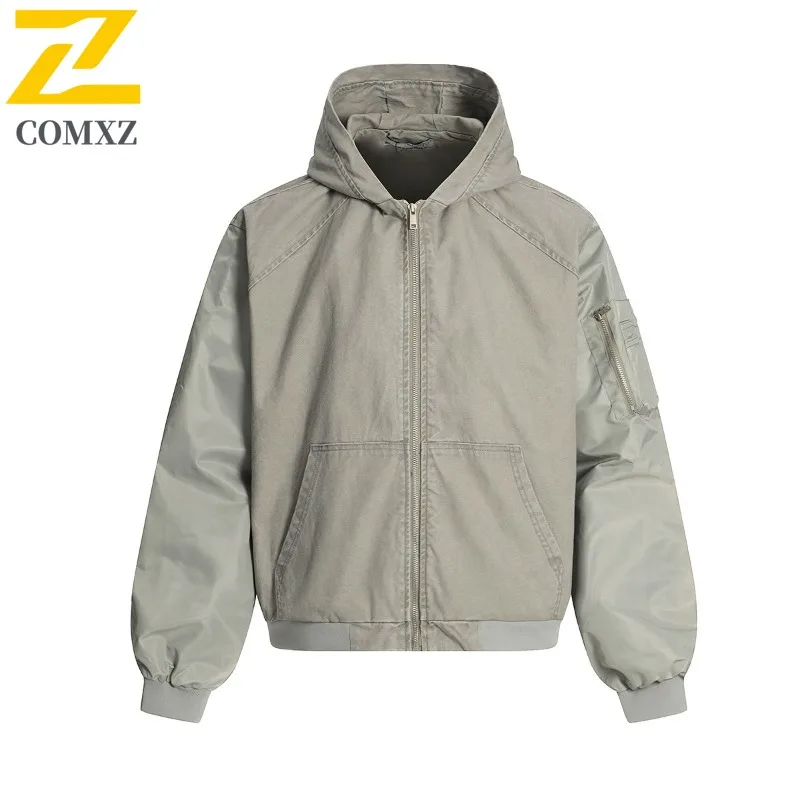 

COMXZ Men's Windbreaker Jacket Lightweight Cotton Road Cycling Casual Gatherings Varsity Jacket Travel Edgy Hooded Jackets