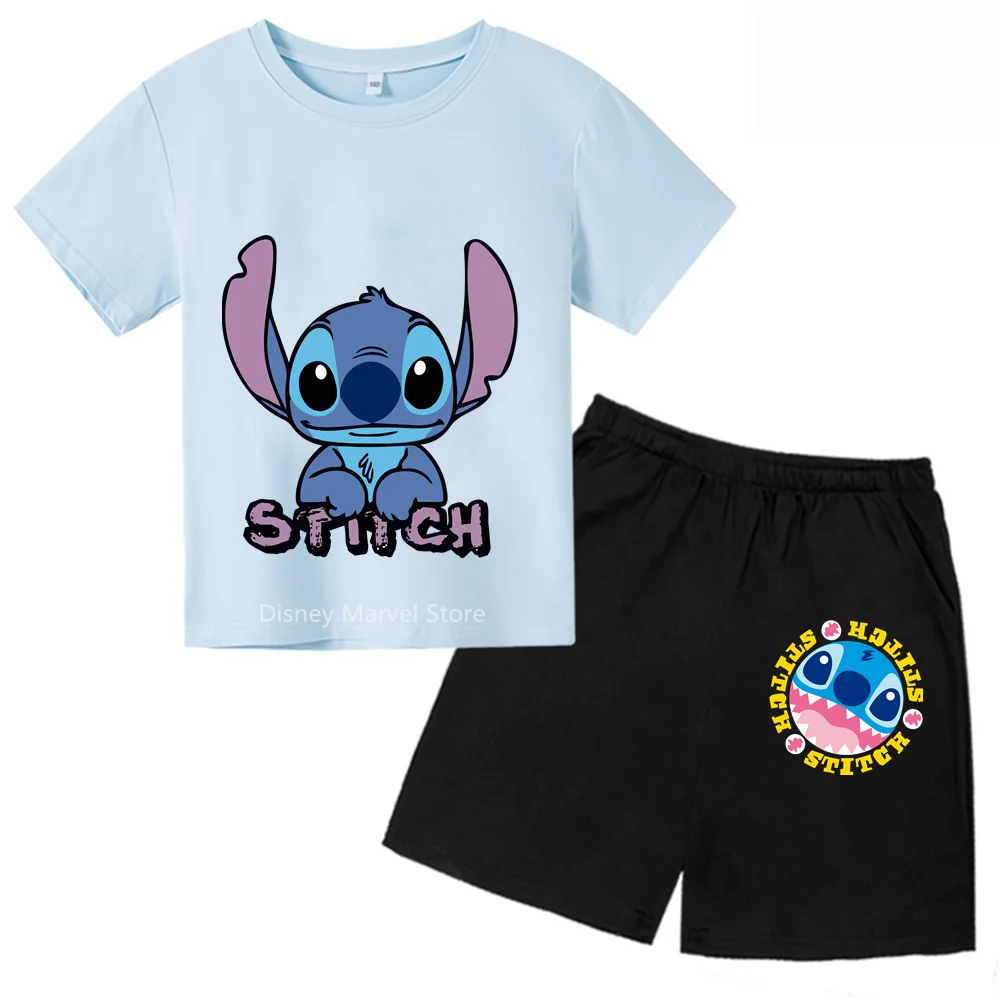 Summer With Stitch! Stylish T-Shirt Shorts For Boys Girls Featuring Disney'S Cute Cartoon Print - Perfect For Ages 3-14