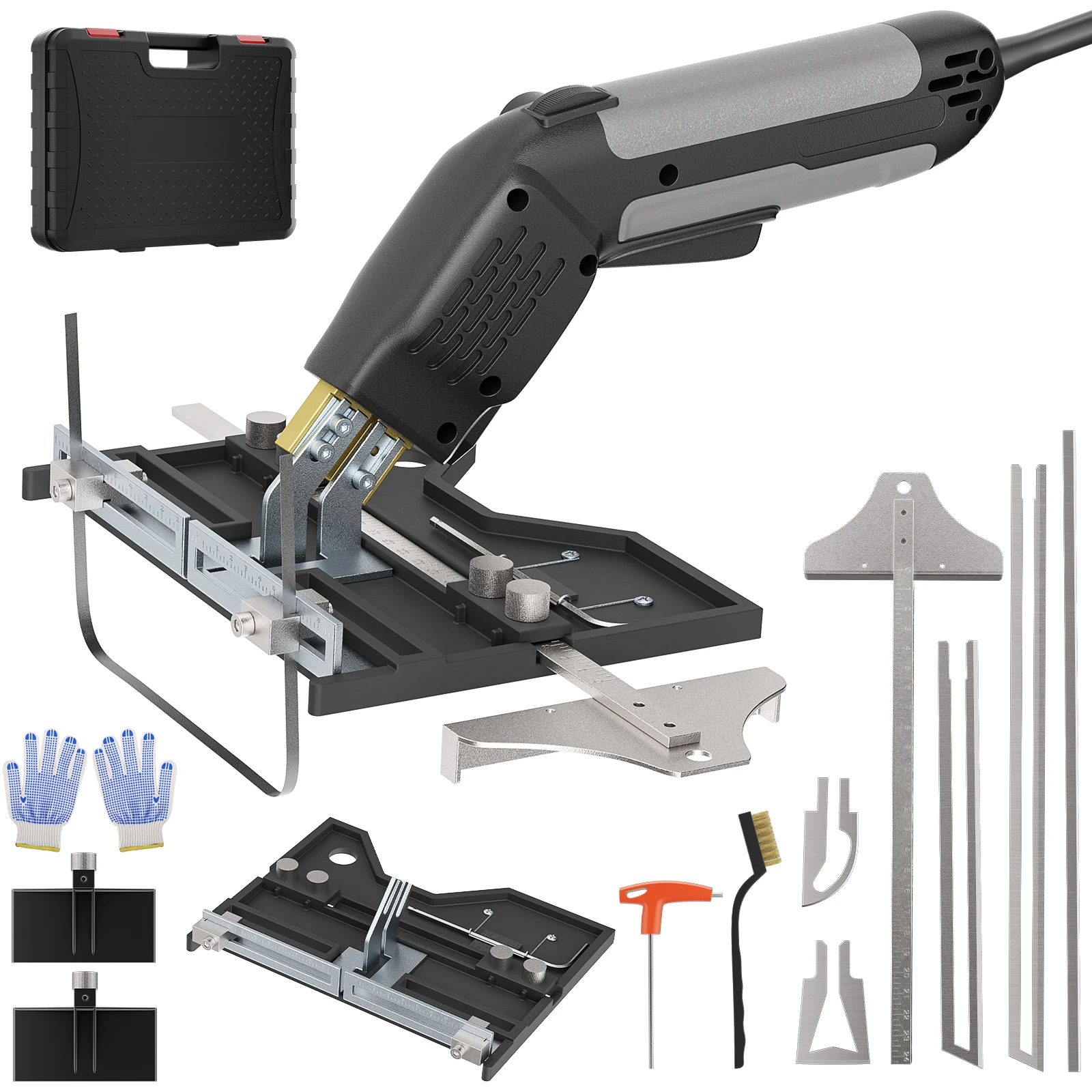 Image of 300W All-in-One Heißmesser-Schaumstoffschneider-Set mit 5 Spezialklingen & Groover, Styropor-Schneider mit Groover, Begrenzungsplatten und Führungslineal, für Schaumstoff, Stoff, PVC, Schwamm