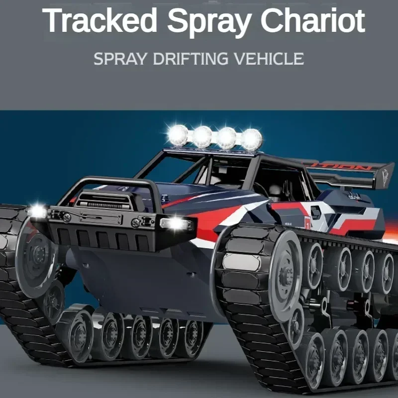 RC Car 1/12 2.4G Tracked Spray Tank Car High Speed Drift Off-Road Car LED Light Armored Toy