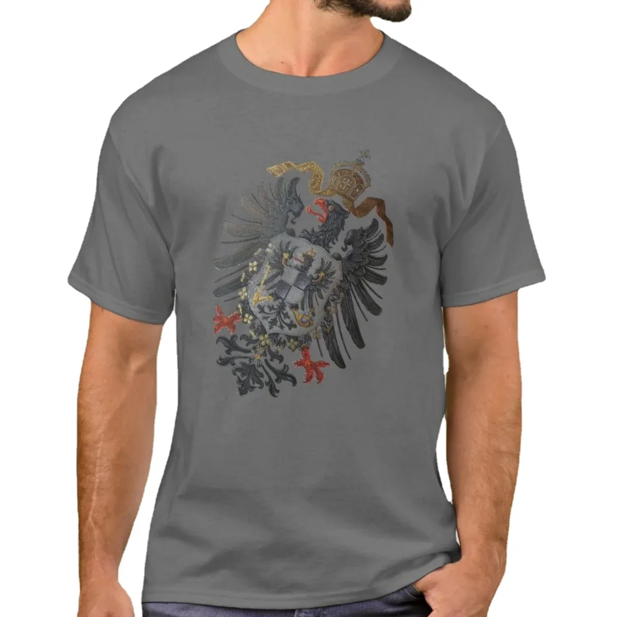 

Prussian Eagle on Breast of German Imperial Eagle. Unique Badge T-Shirt. Summer Cotton Short Sleeve O-Neck Mens T Shirt New