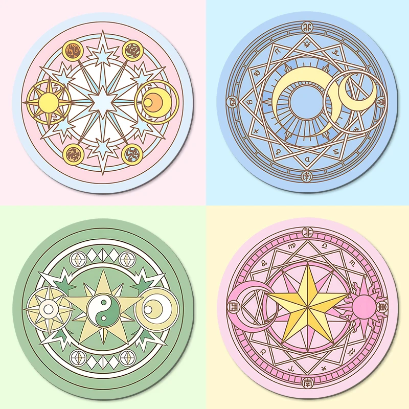 Pink Magic Girls rutschfestes kleines rundes Mauspad für Zuhause, Büro, Gaming, Schreibtisch, Laptop, Tastatur, Zubehör, Matten, Dekormatte