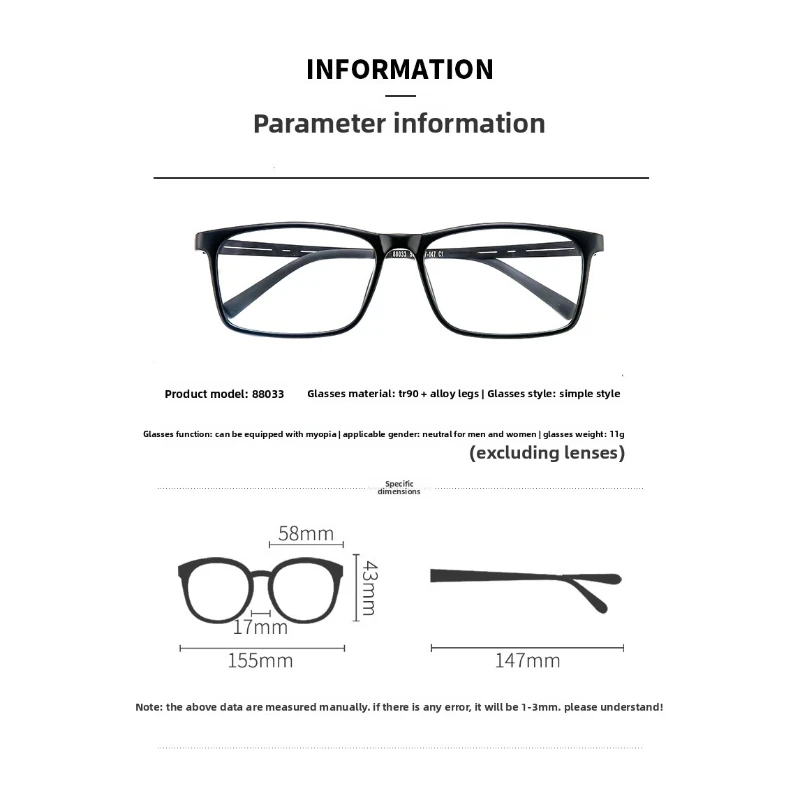BLMUSA Ultralight Large Frame Prescription Glasses Man Square Titanium Leg Optical Anti Blue Light Multifocal Reading Eyeglasses - view 6