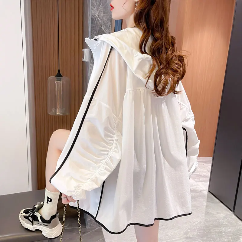 

Outdoor Cycling Sun Protection Ice Silk Loose Thin Cardigan Women's Summer New Sle Breathable Lightweight Student Top