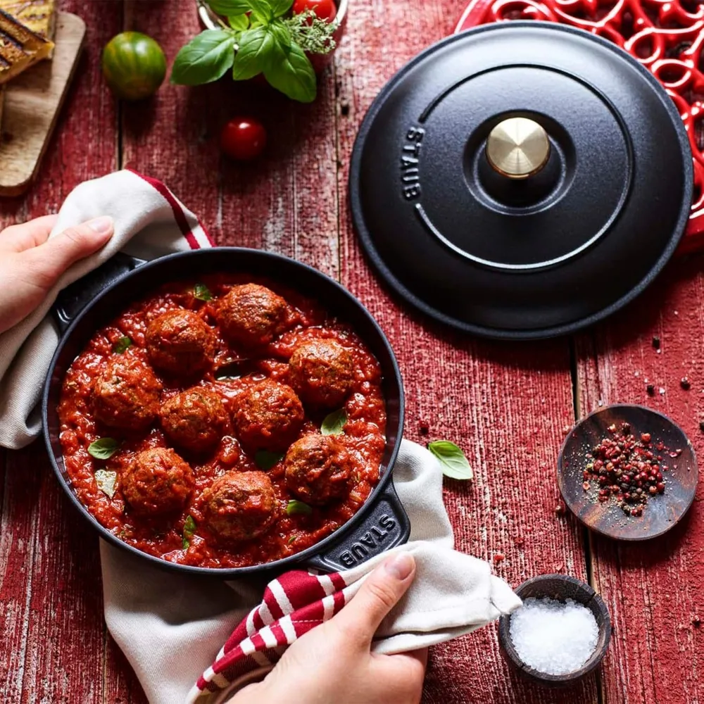 Staub Cast Iron 7.9-inch Round Covered Baking Dish - Matte Black, Made in France