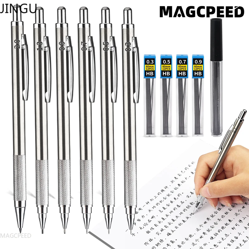 JinGu Metal Mechanical Pencil 0.3 0.5 0.7 0.9 1.3 2.0mm Automatic Pencil Leads Art Drawing Painting Office School Supply