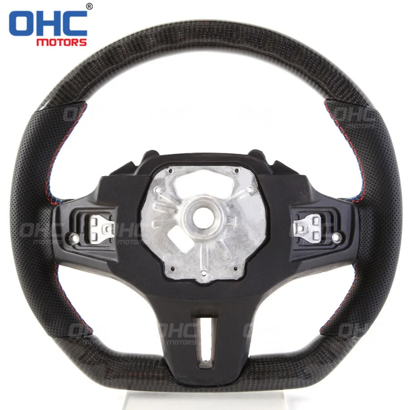 For BMW G Series 3 Series, carbon fiber  three-color positioning line, car steering wheel modified titanium