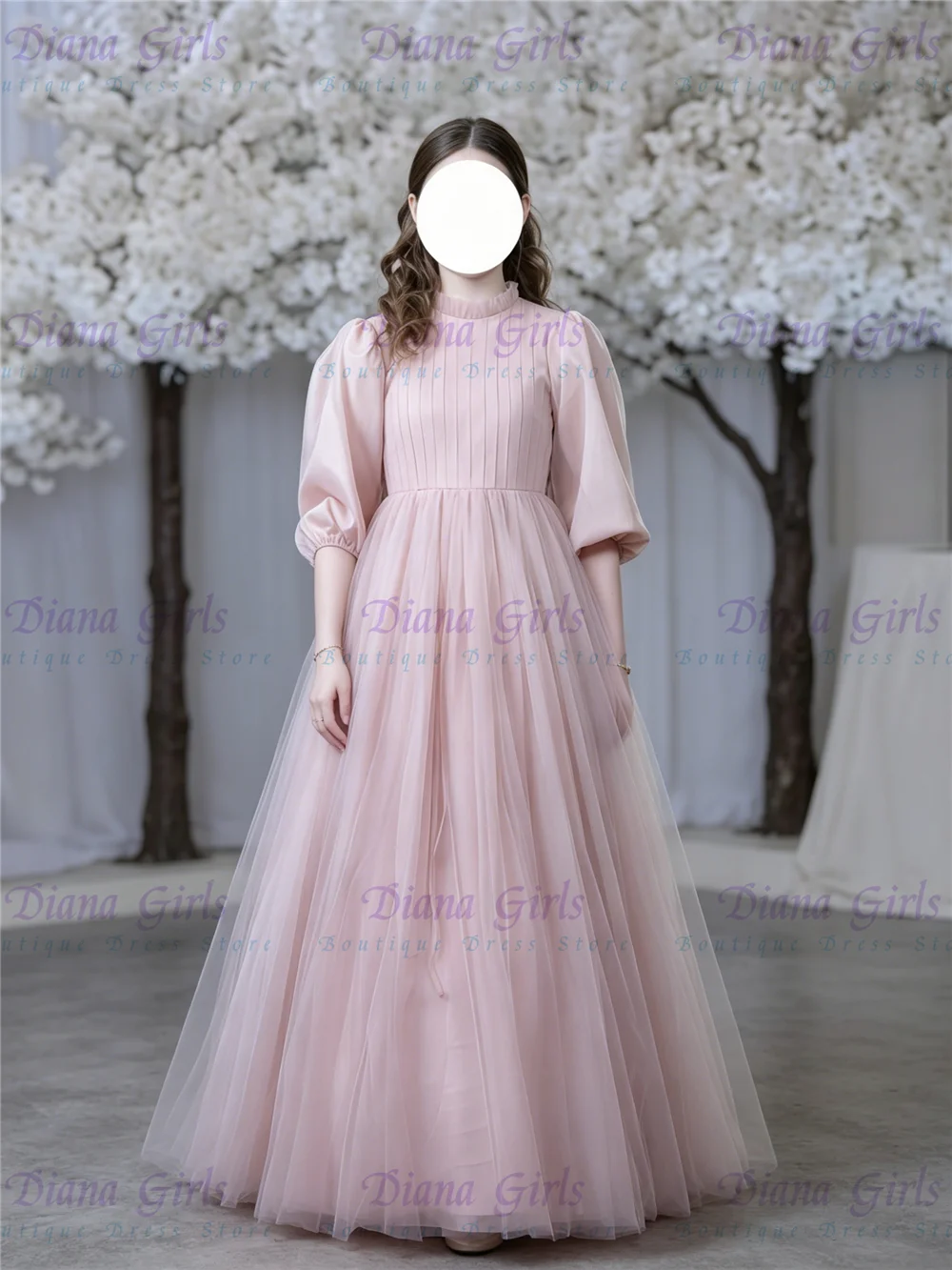 Elegant Quality Light Pink Tulle A-line Knee Length Flower Girl Dress for Little Girls Wedding Birthday First Communion Gowns