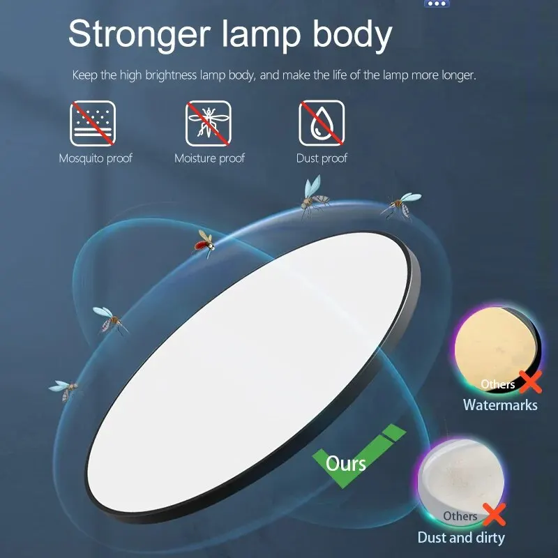 스마트 LED 천장 조명, 조도 조절식 모던 LED 천장 조명, 침실 거실용 앱 리모컨, 36W, 50W, 220V