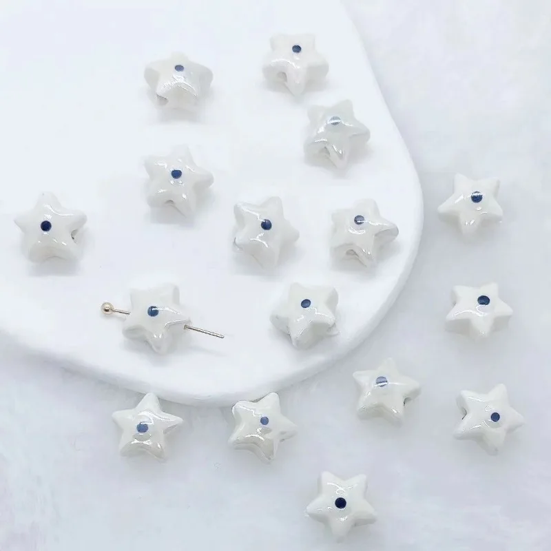 عين الشر ستار الخرز 5 قطع لوازم صنع المجوهرات السيراميك، الخرز الأزياء البوهيمي لقلادة سوار DIY، هدية حرفية غير سامة #4