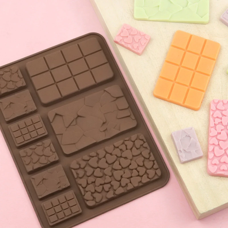 1PCS Chocolate Molds Rectangle Chocolate Bar Mold DIY Candy Dessert Waffle Love Heart Chocolate Mold Bakeware Wax Melt Mould