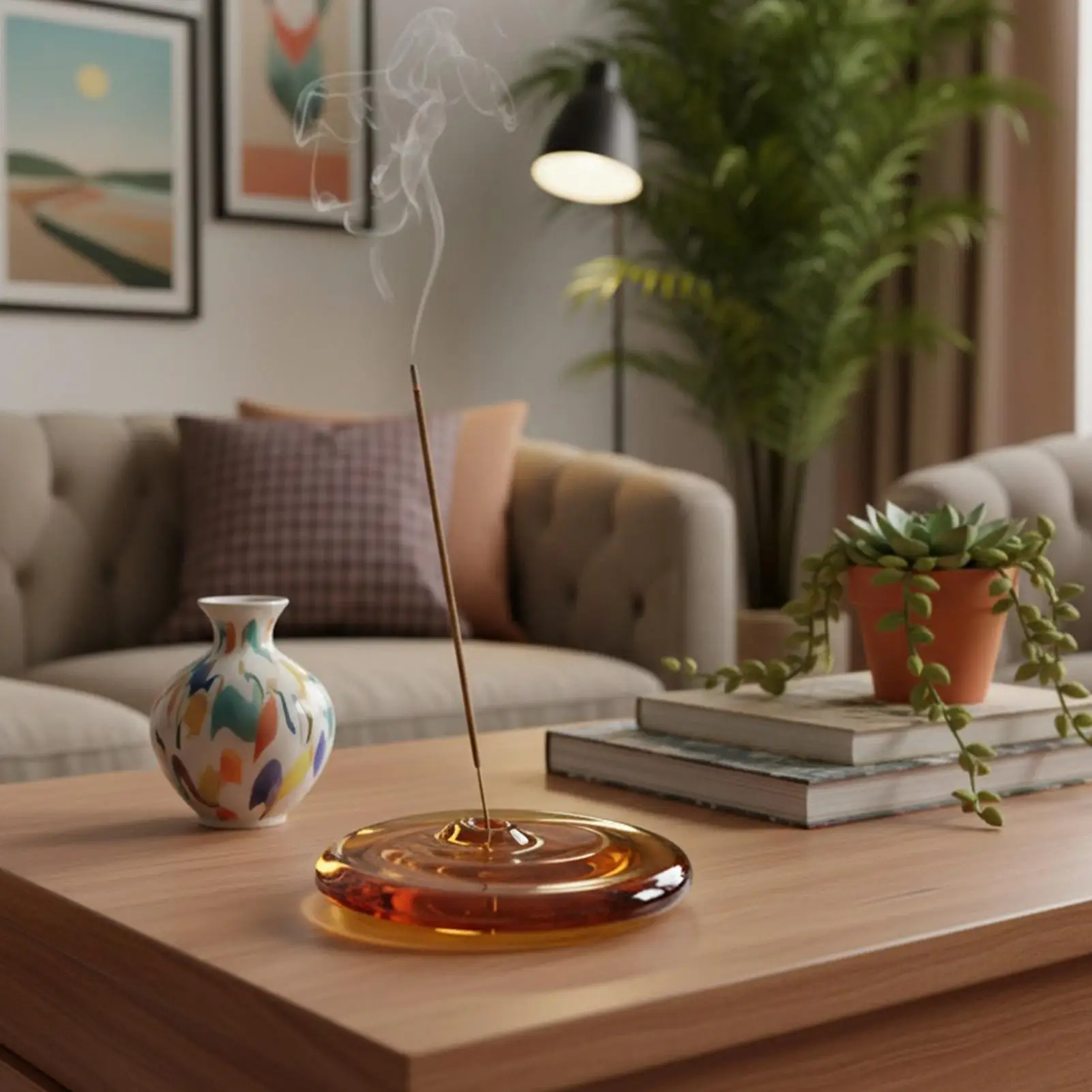 Glass Incense Holder Heat Resistant Stick Burner for Meditation Yoga Zen Desk Decor Home Office Shelf Aesthetic Ash Catcher