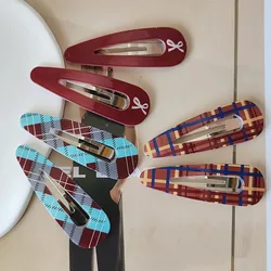 6PC Retro Red Plaid BB Hairpins Side Clips for Women And Girls European American Style Hair Accessories Gift Headwear Ornament