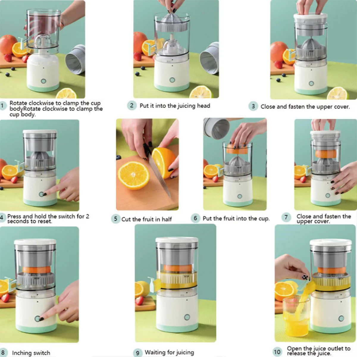 1PC Electric Juicer Juice Cup Citrus Orange Lemon Squeezer USB Charging Kitchen Fruit Juicer Blender Fresh Separator Press Mac image 4