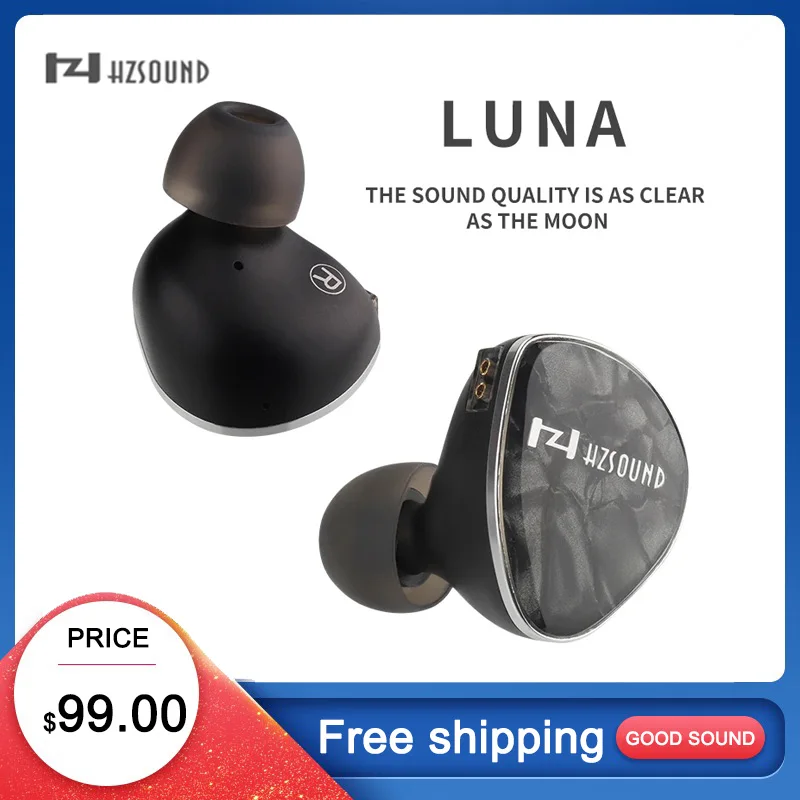 HZSOUND LUNA Earphone with 0.78 2 Pin 3.5/4.4mm Replaceable Plugs