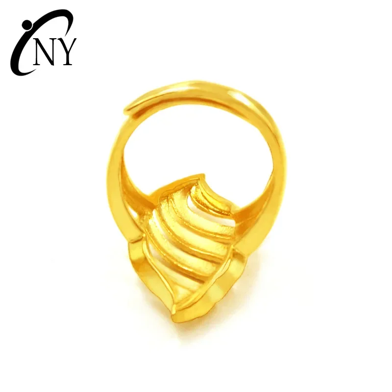 

9999 Real Gold 24K Leaf Euro Gold Ring Popular Women's Ring, Pure Yellow Thick Gold