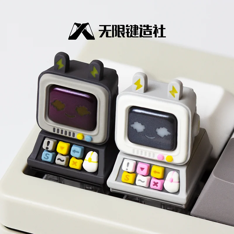 Retro computer shape themed keycaps resin mechanical keyboards cross axis PC gaming keyboards collectible gifts custom keycap