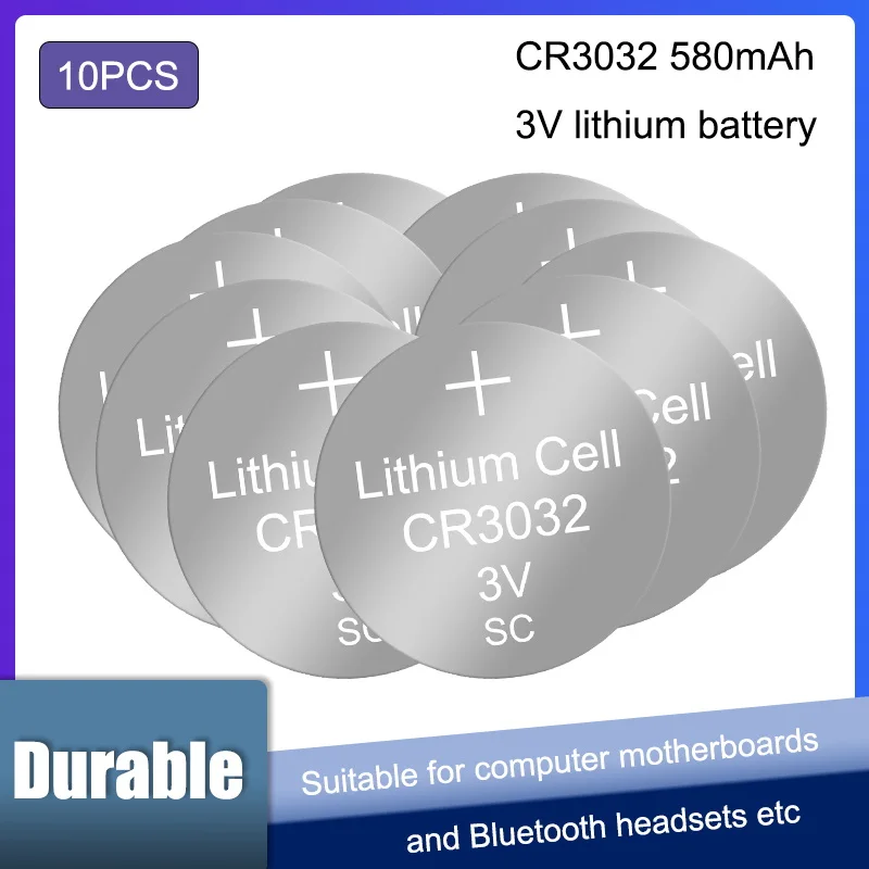 10PCS 3V CR3032 550mAh lítio moeda celular Bateria Botão Baterias Para relógios, calculadora, lanternas