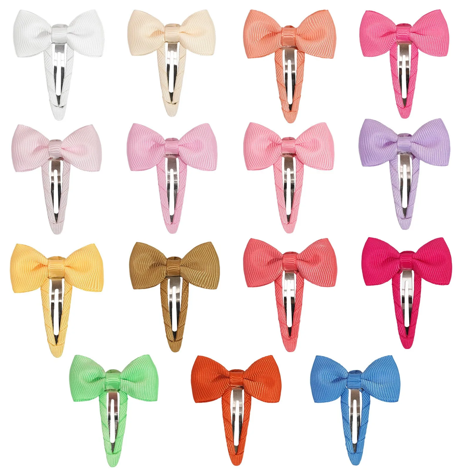 200pcs Baby Girls 1.8-Inch Solid Grosgrain Ribbon Hair Bow Clips Hairpins Barrettes Wholesale Hair Accessories Headwear for Kids