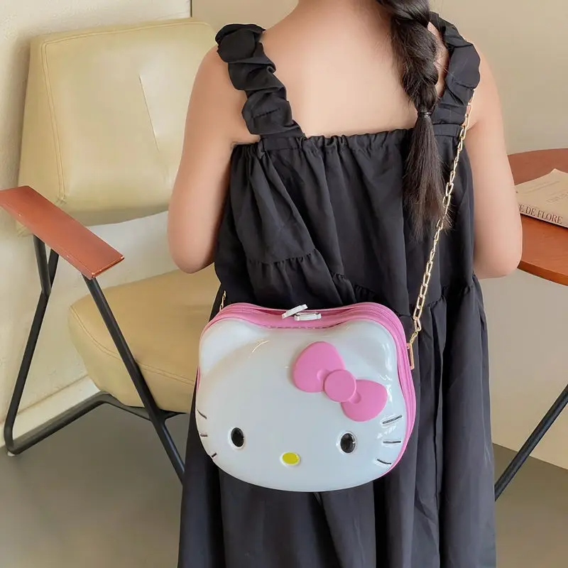 Sanrio Hello Kitty Girl Chain Bag Kuromi Cartoon Cute Kawaii Crossbody Bag Hard Shell Threedimensional Fashion Mobile Phone Bag