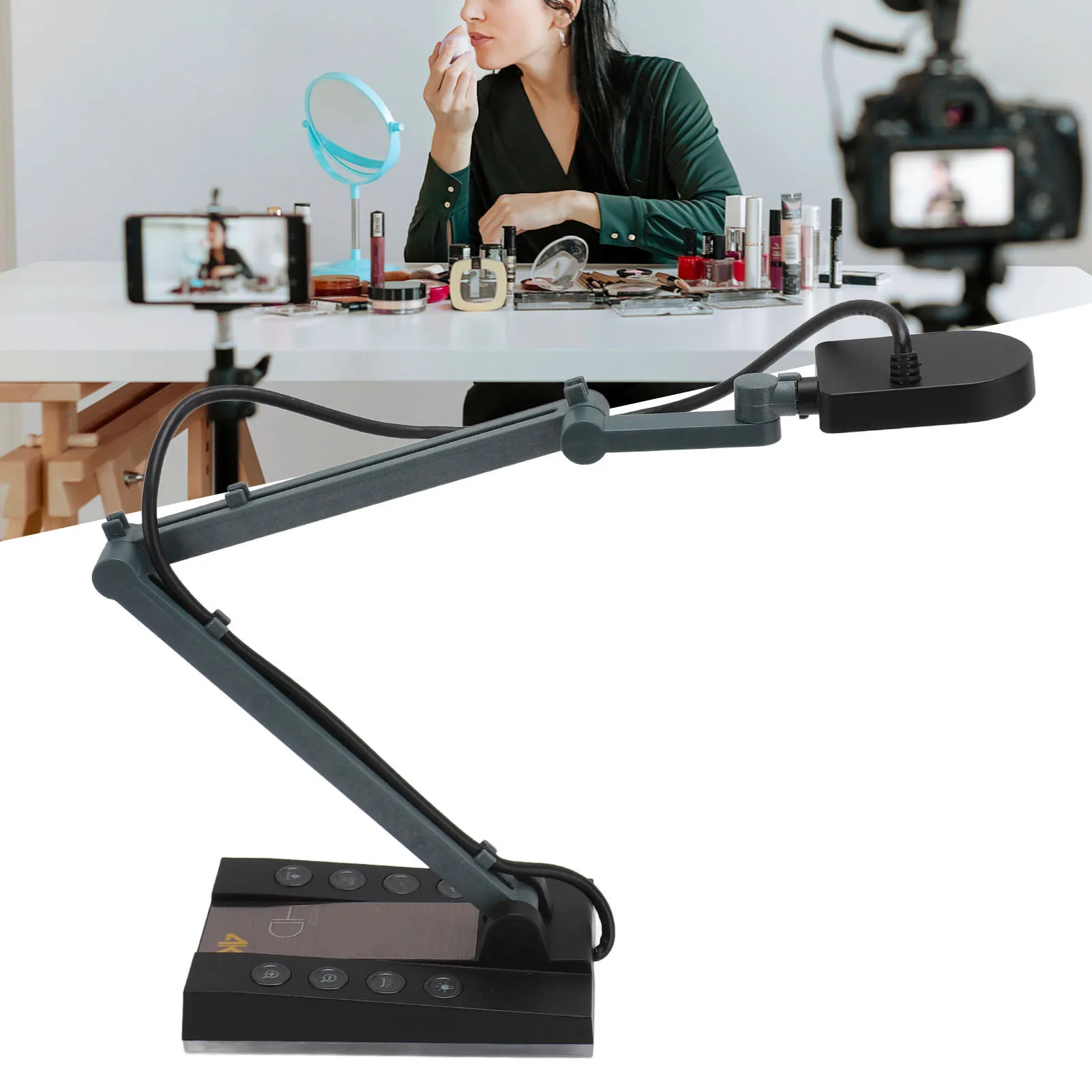 

4K USB Document Camera USB C Cable Support 128G Memory Card Foldable 15MP Portable Document Camera 30fps for Web Conferencing
