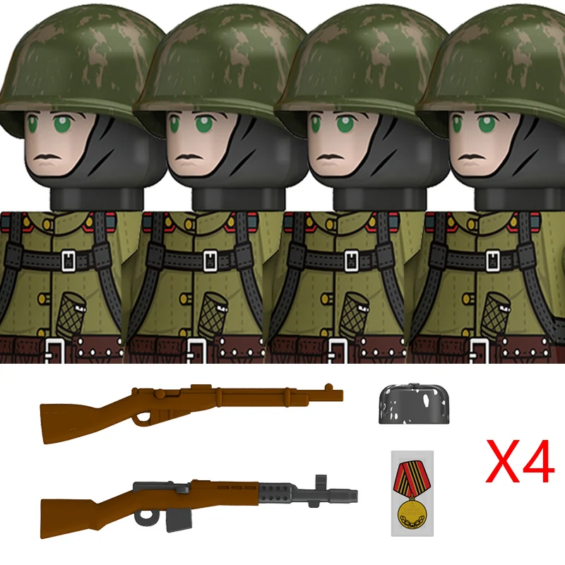 Militär WW2 Russland Soldaten Figuren Bausteine Armee Infanterie Sowjetunion Krieger Offizier Militär Waffen Ziegel Spielzeug Kind