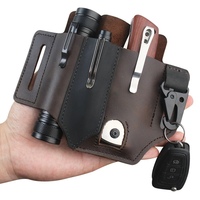 Leather Sheath for  Multitool Sheath EDC Pocket Organizer with Key Holder for Belt and Flashlight Camping Outdoor Tool
