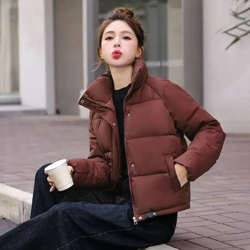 

Внесезонное свободное женское пальто с вышивкой, зима 2025 года, женская пуховая короткая корейская куртка с хлопковой подкладкой, тонкая верхняя одежда с подкладкой для хлеба