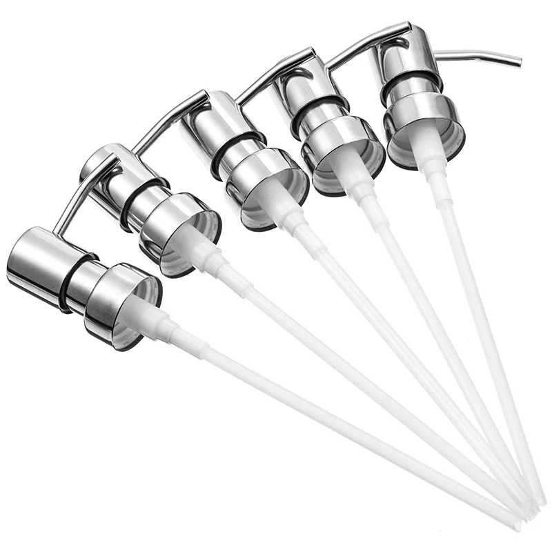 

10 Pieces Stainless Steel Replacement Lotion Pump Parts Silver Soap Dispensers With Tubes