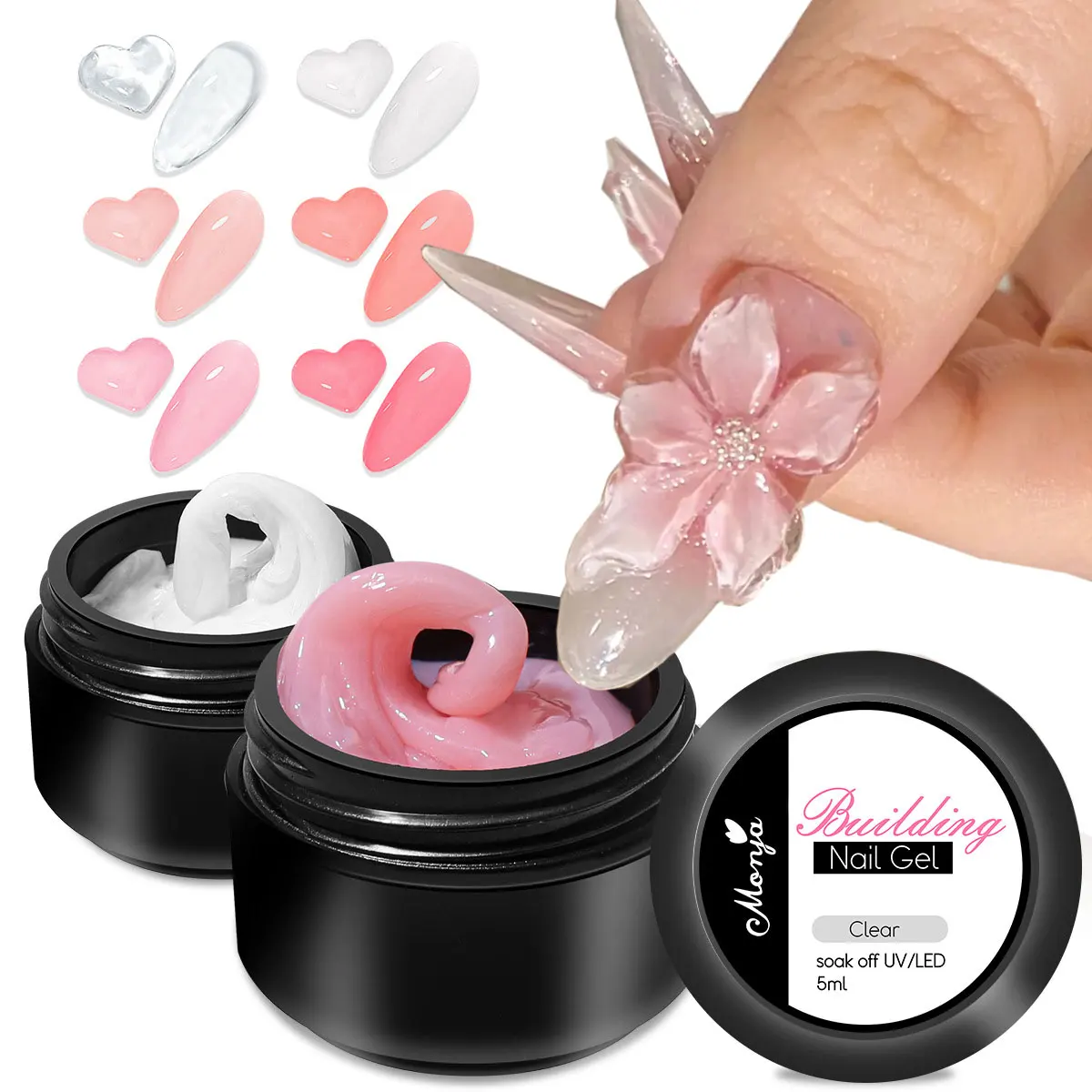 5/15mL Pink/White/Clear Non Stick Hand Extension Gel Nail Polish 3D Shaping/Carving/Sculpture Nail Gel Solid Building Gel Na