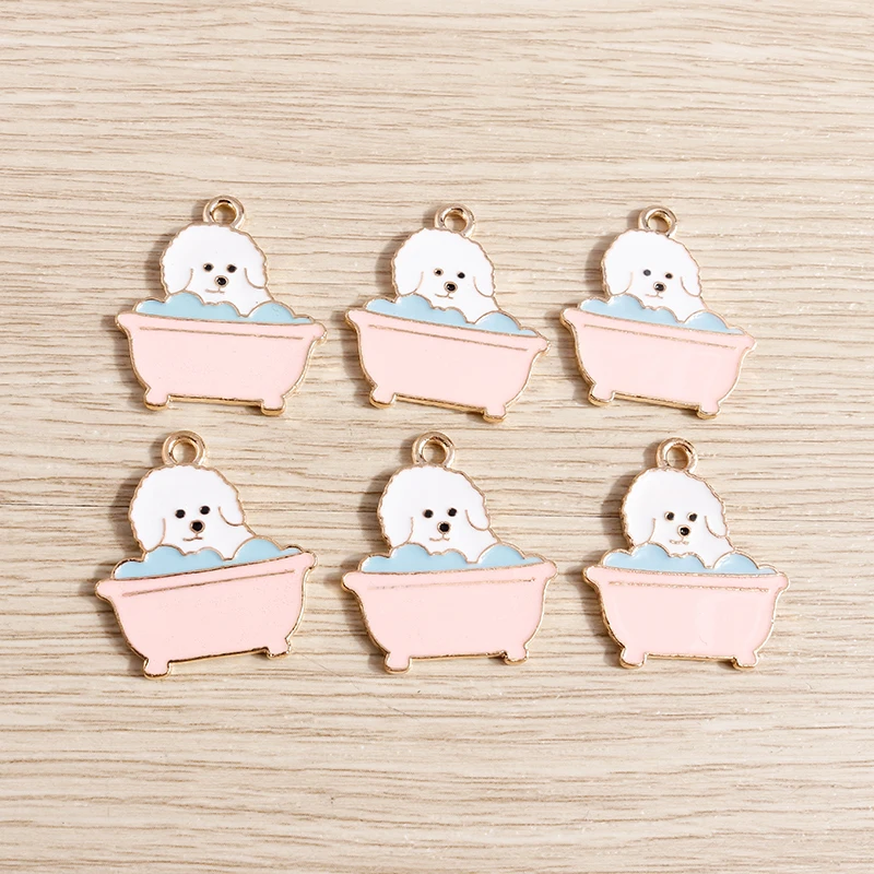 10pcs/lot Cartoon Enamel Animal Charms for Jewelry Making Rabbit Cat Dog Bear Charms Pendants for DIY Necklaces Earrings Gifts