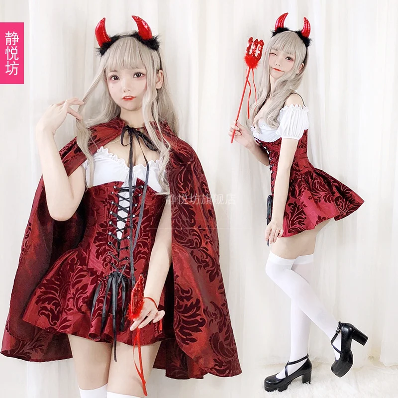 

Halloween Costume Queen Dress Up Witch Dress Witch Gothic Little Red Hat Cloak Vampire Costume Queen Dress