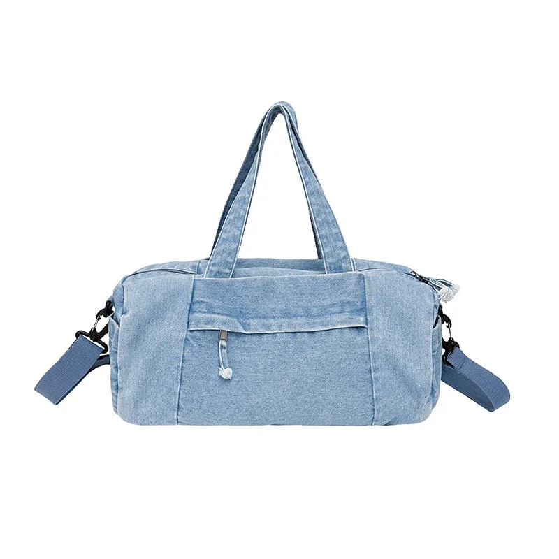 

Women's Denim Cylinder Crossbody Bag - Artistic Style, Compact Canvas Denim Build for Phones, Keys, Casual Messenger Use