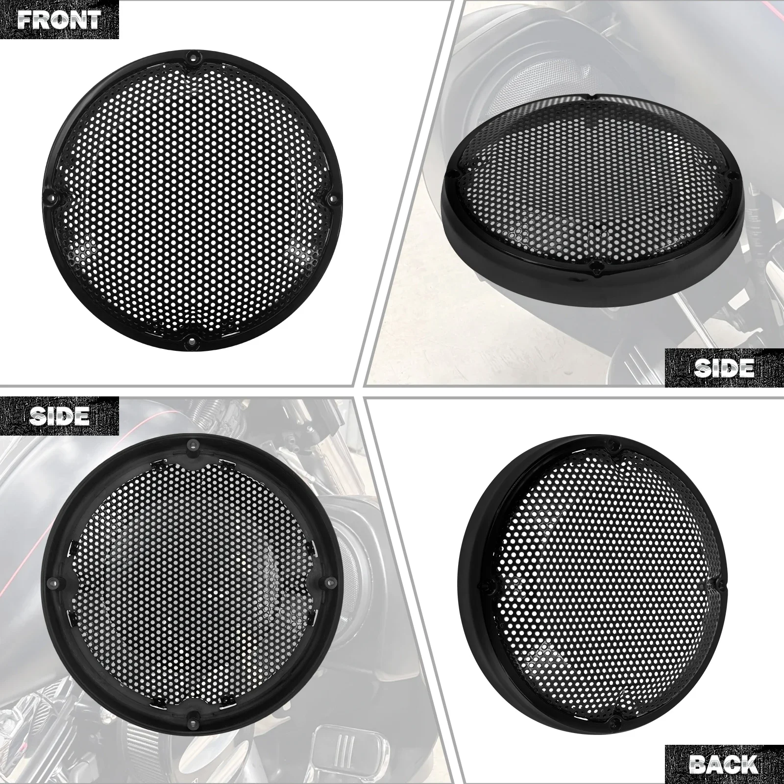 2 szt. Motocykl 6.5 "Pokrywa sakwy Głośnik Osłona grilla Czarny/Chrom Dla Harley Touring Road Electra przemieszczanie się po ulicy FLHR 1983-2023 — zdjęcie 6
