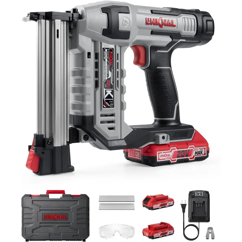 

Electric Nail Gun, LINKNAL Cordless Brad Nailer Battery Powered,18 Gauge, 2×20V MAX Li-ion Batteries,Charger,1000 Nails Included