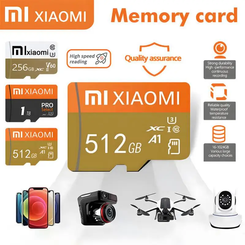 Xiaomi 2TB U3 Memory Card 1TB 512GB Micro TF SD Card 128GB 256GB U3 V30 4K Full HD TF Memory Flash Card For Phone/Computer