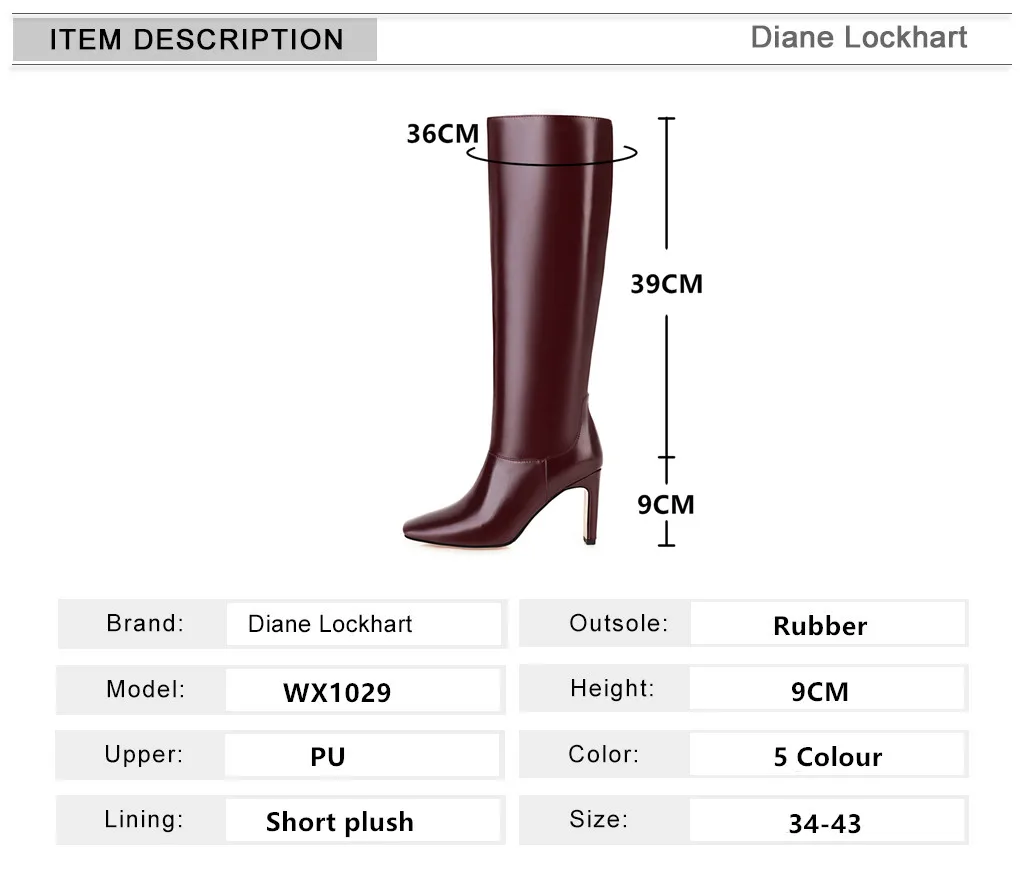 2024 Plus Size 34-43 Square Toe Women Boots Hight Heels Knee-High Boots Ladies Shoes Simple Winter Boats Black Yellow Green Red image 6