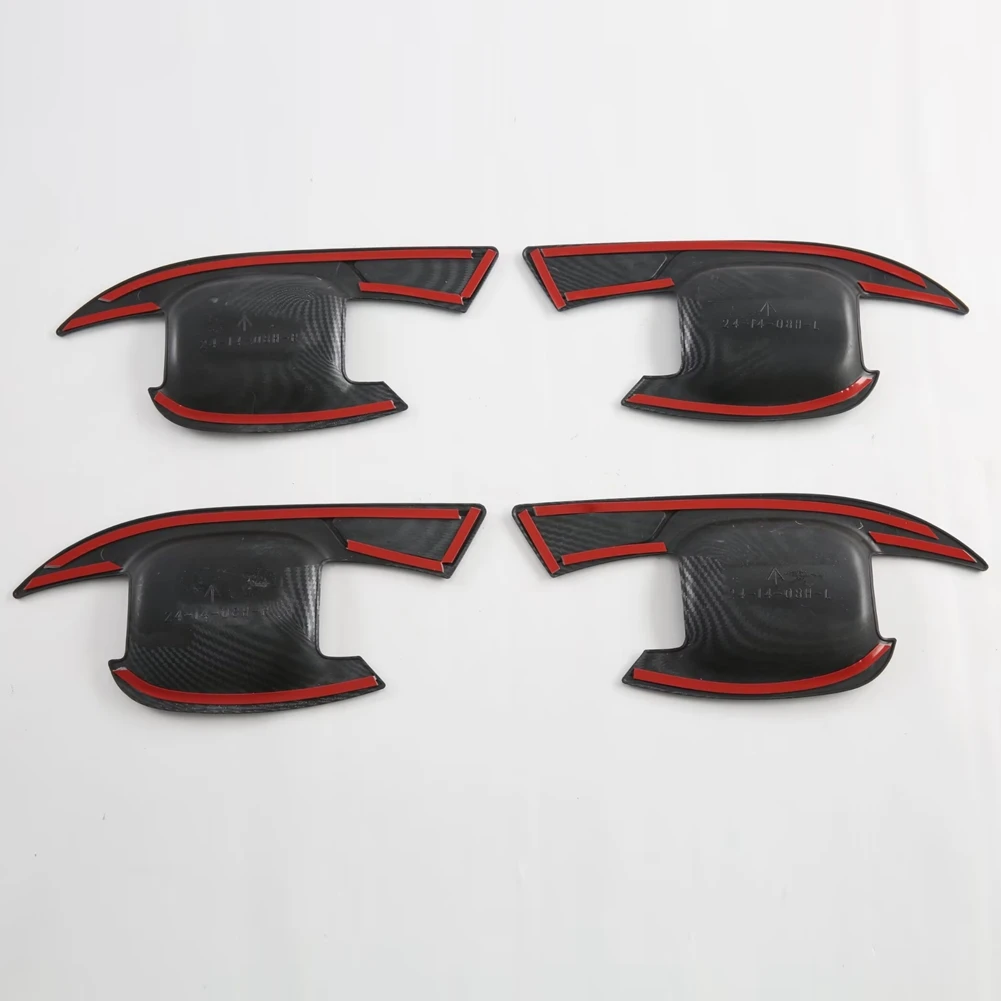 Superior-For MG ZS 2024 Car Exterior Door Handle Bowl Cover Trim Protector Accessories ABS Carbon Fiber