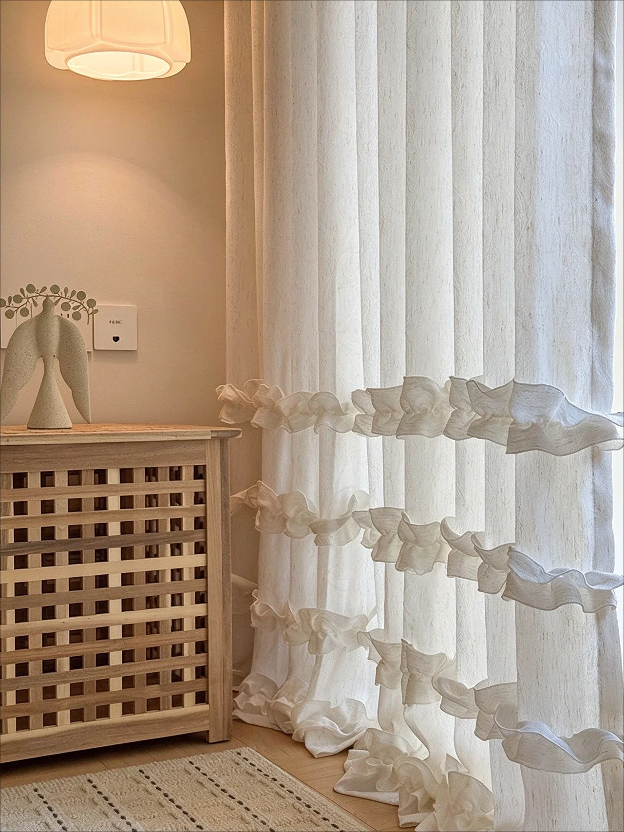 Medieval Cream-style Jacquard Linen Gauze Custom Size Curtains Are Light-transmitting and Impermeable To People's Ears Bedroom