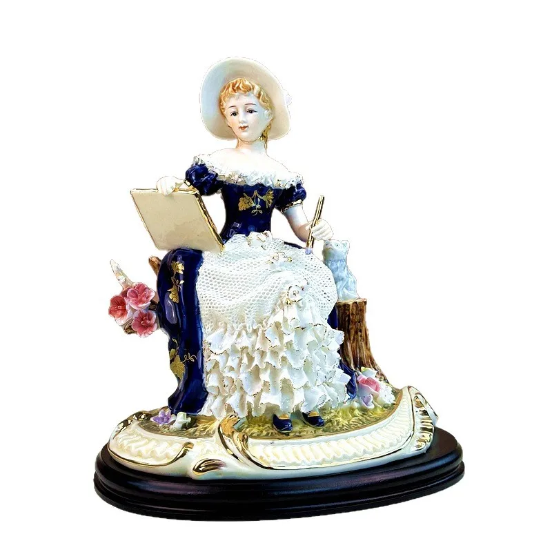 Retro beautiful woman ornament lace porcelain doll character jewelry handmade
